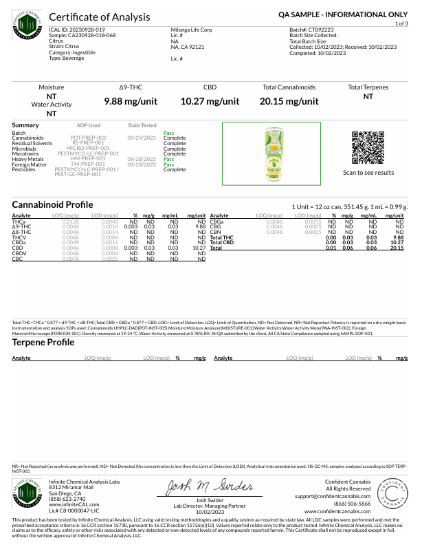 Milonga Yerba Mate 10mg Dee9/10mg CBD