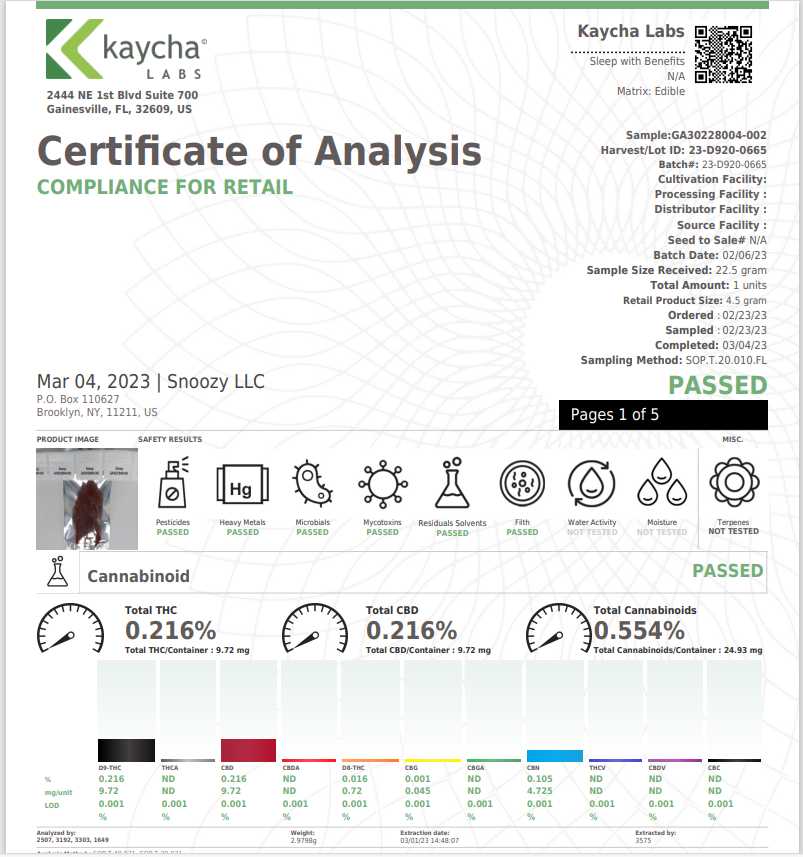 Snoozy Dee9+CBN+CBD Sleep Gummies