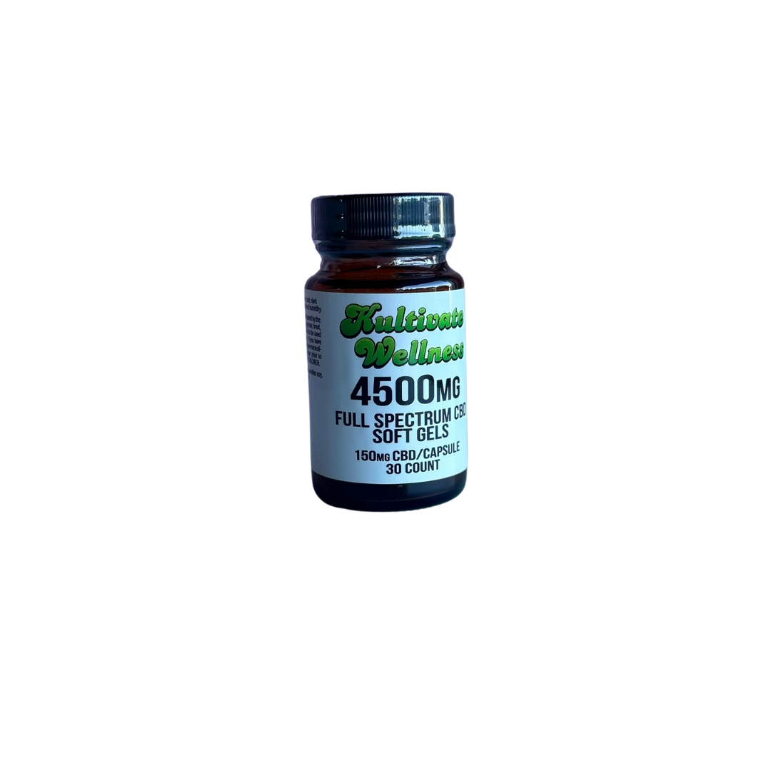 4500mg Full Spectrum CBD Gel Capsules 30 Count